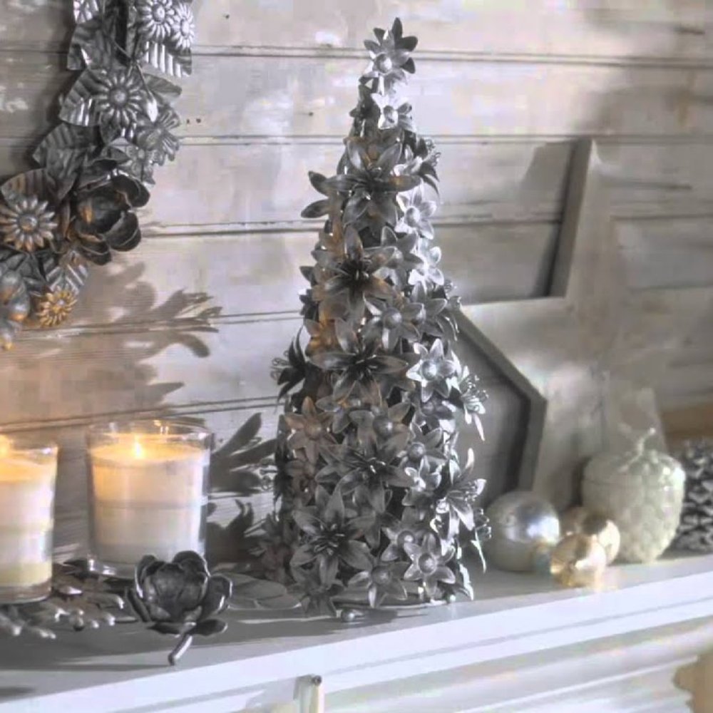 Ellen DeGeneres Set of 2 Floral Trees, Silver, NWT